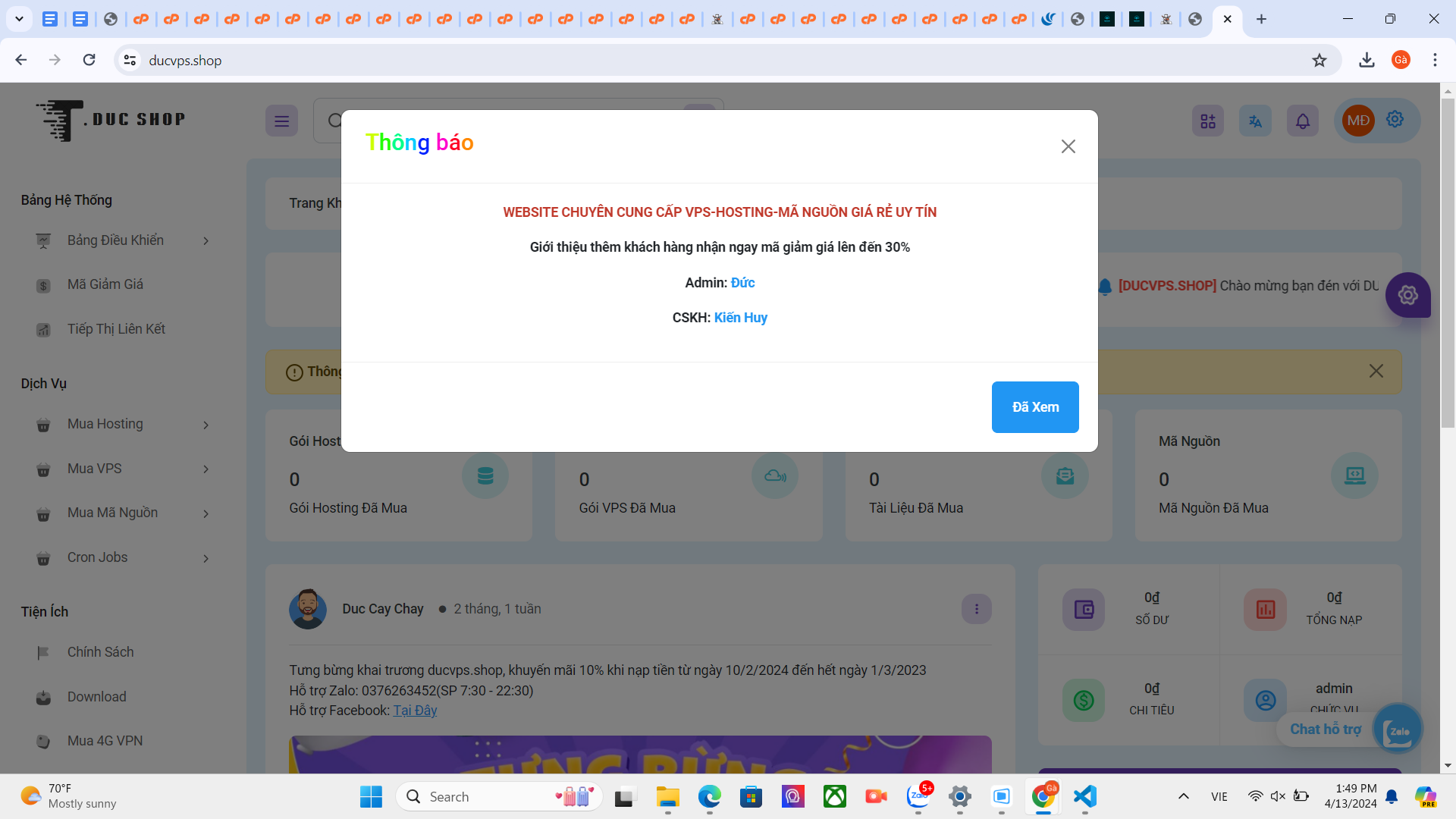  CODE BÁN VPS ĐƠN TAY, HOSTING TỰ ĐỘNG GIỐNG DUCVPS - TeemeG