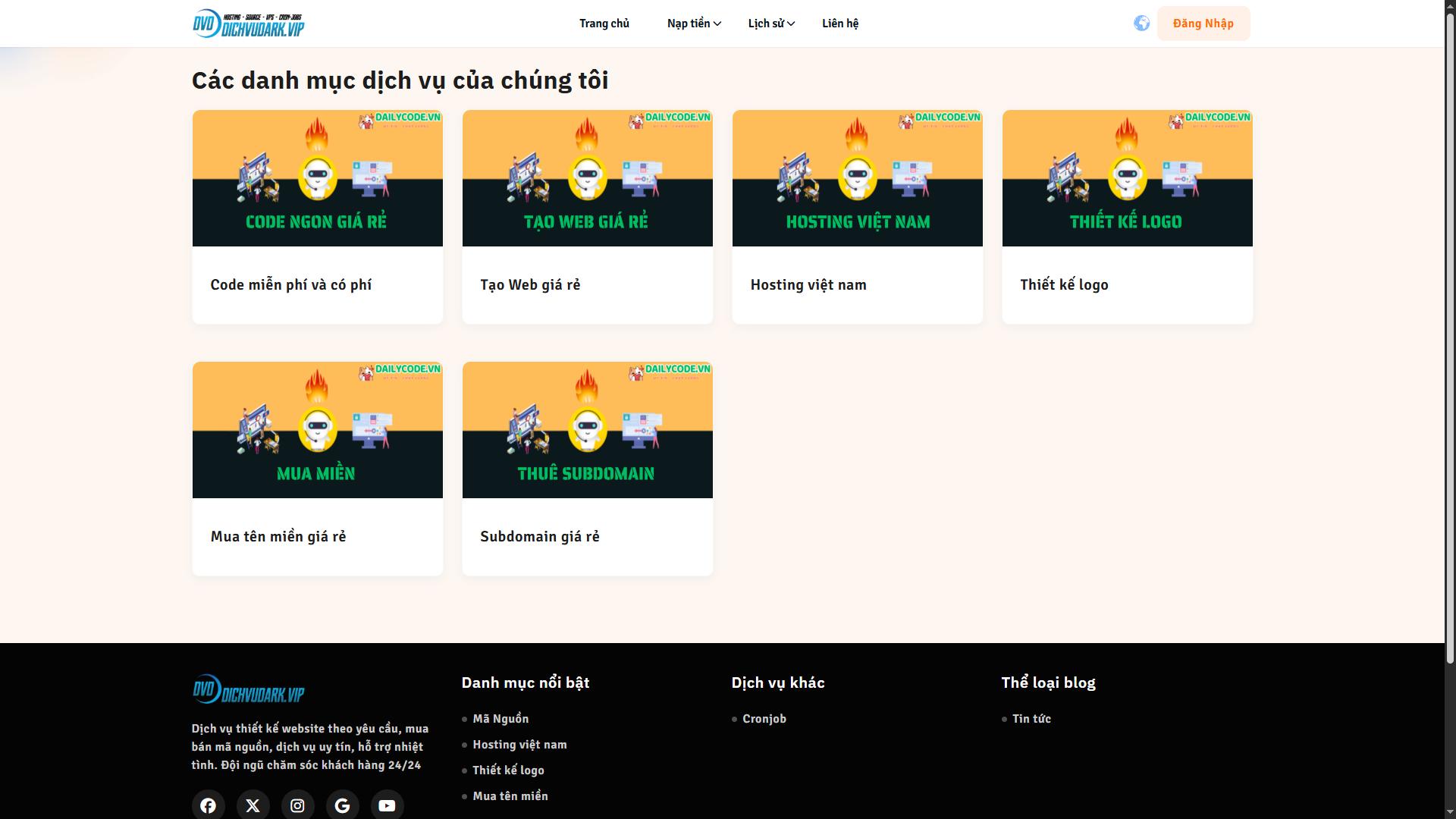  CODE BÁN HOSTING, SOURCE CODE, TÊN MIỀN, TẠO LOGO, WEBSITE GIỐNG DAILYCODE BẢN CŨ - TeemeG