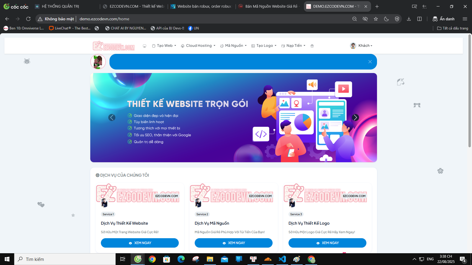  Code dịch vụ website - mã nguồn - hosting ezcodevn v1 - TeemeG