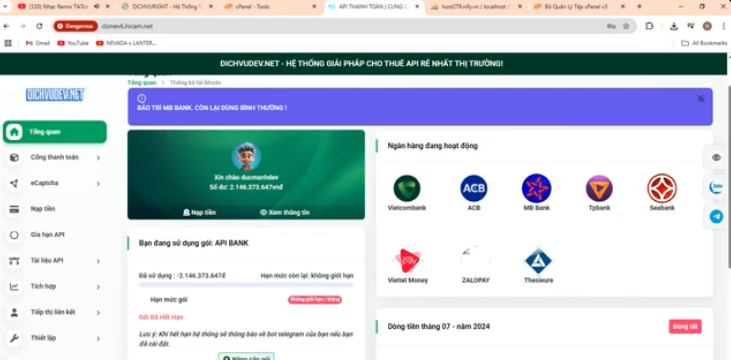  CODE CHO THUÊ API BANK - TeemeG