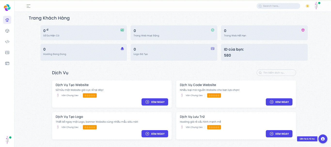  CODE TẠO SHOP, LOGO, BÁN MÃ NGUỒN,HOSTING GIAO DIỆN CŨ CỦA DICHVURIGHT.CLICK - TeemeG
